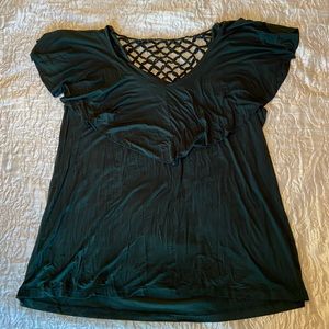 Women’s Top with Ruffle and Netting Details